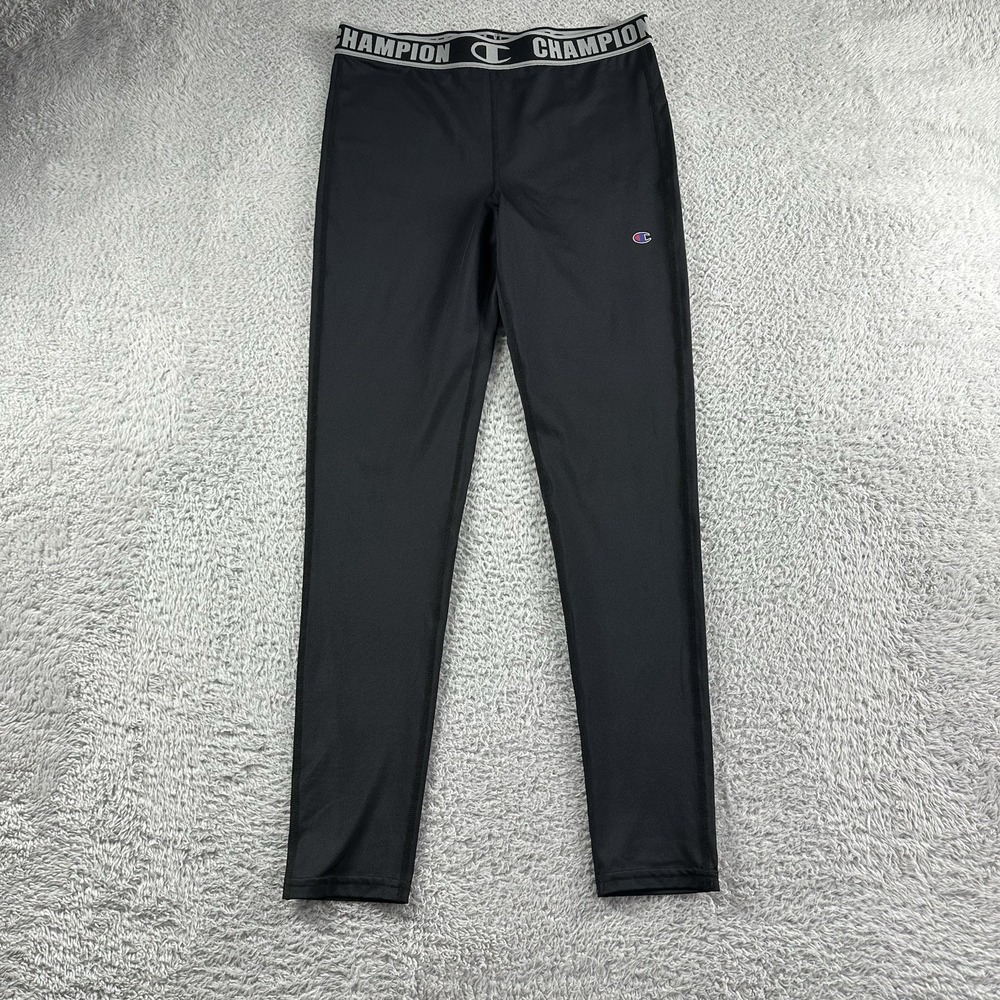 Champion Compressiomnm Pants Womens Large Black Leggings Yoga Thick Band